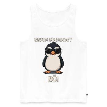 Penguin with sunglasses saying - Men's Premium Organic Tank Top - white - Front - Michal (187cm)