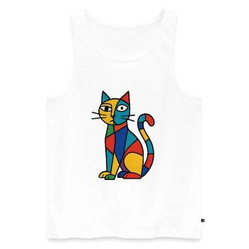 Variété de couleur de chat cubiste - Débardeur bio Premium Homme - blanc - Devant - AI Model Male 178 light (178cm)