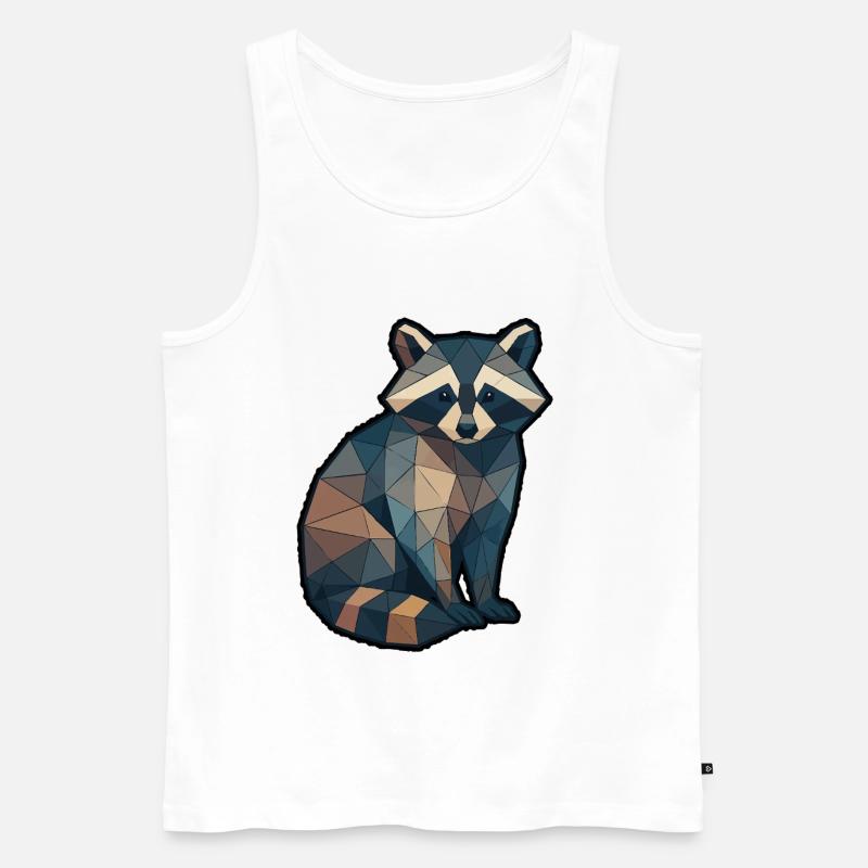 Geometrischer Waschbär Low Poly - Männer Premium Bio Tank Top - Weiß
