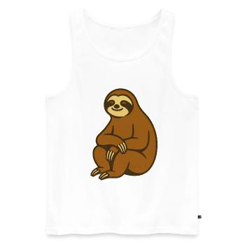 Faultier Kuschelcharme Illustration - Männer Premium Bio Tank Top - Weiß - Vorne - AI Model Male 178 light (178cm)