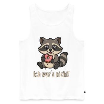 Ich war's nicht: Waschbär mit Donut - Männer Premium Bio Tank Top - Weiß - Vorne - Michal (187cm)