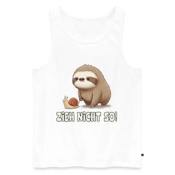 Ziehen Nicht So Sloth Cartoon - Männer Premium Bio Tank Top - Weiß - Vorne - Michal (187cm)