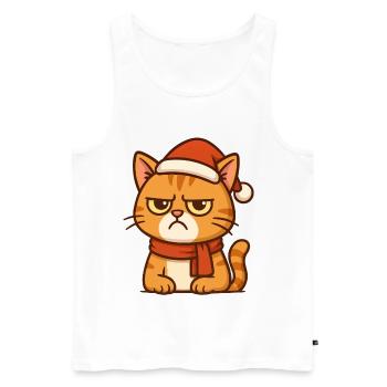 Grummiger Weihnachtskater - Männer Premium Bio Tank Top - Weiß - Vorne - AI Model Male 178 light (178cm)