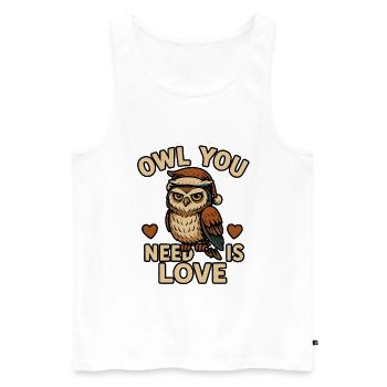 Owl You Need Is Love Weihnachtseule - Männer Premium Bio Tank Top - Weiß - Vorne - AI Model Male 178 light (178cm)