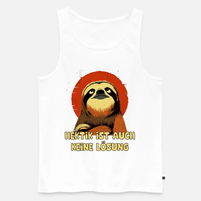 Langsam statt Hektik Sloth - Männer Premium Bio Tank Top - Weiß