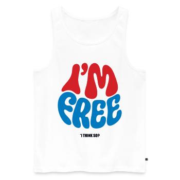 I'M FREE #1 - let's talk - Débardeur bio Premium Homme - blanc - Devant - AI Model Male 178 light (178cm)