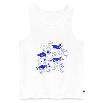 Pack Silhouette Dynamique de Chien - Débardeur bio Premium Homme - blanc - Devant - AI Model Male 178 light (178cm)