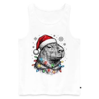 Süßes Capybara mit Weihnachtsmütze Christmas - Männer Premium Bio Tank Top - Weiß - Vorne - Michal (187cm)