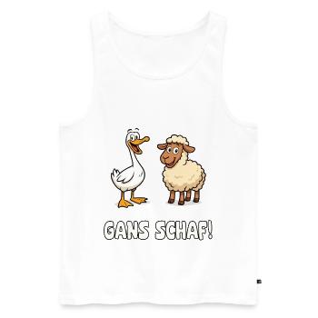 Geese and Sheep Cartoon Duo Funny Word Game - Men's Premium Organic Tank Top - white - Front - AI Model Male 178 light (178cm)