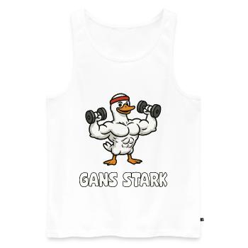 Goose Stark Muscle goose in fitness style - Men's Premium Organic Tank Top - white - Front - AI Model Male 178 light (178cm)