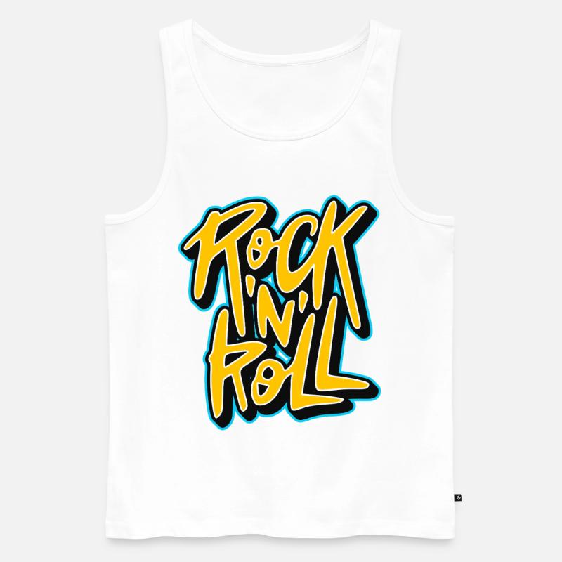 Graffiti Rock 'n' Roll Text-Logo - Männer Premium Bio Tank Top - Weiß