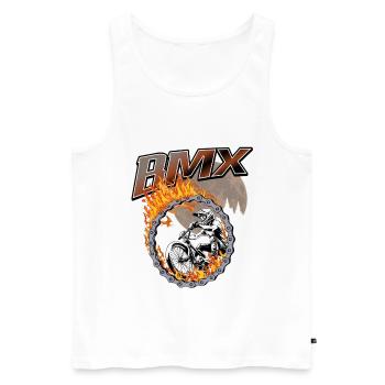 Anneau de feu pour les pilotes de BMX - Débardeur bio Premium Homme - blanc - Devant - AI Model Male 178 light (178cm)