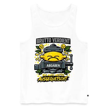 Squeezed to the net - Men's Premium Organic Tank Top - white - Front - AI Model Male 178 light (178cm)