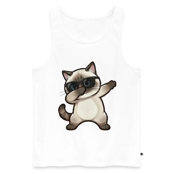 Dabbing Siamese Cat - Men's Premium Organic Tank Top - white - Front - AI Model Male 178 light (178cm)