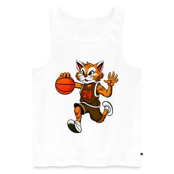 Basketball Cat - Men's Premium Organic Tank Top - white - Front - Michal (187cm)