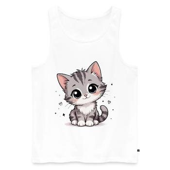Dessin animé mignon du chaton gris - Débardeur bio Premium Homme - blanc - Devant - AI Model Male 178 light (178cm)