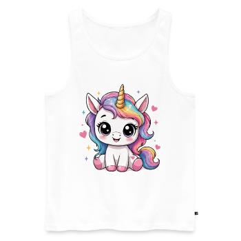 Kawaii Einhorn Regenbogenpferd - Männer Premium Bio Tank Top - Weiß - Vorne - Michal (187cm)