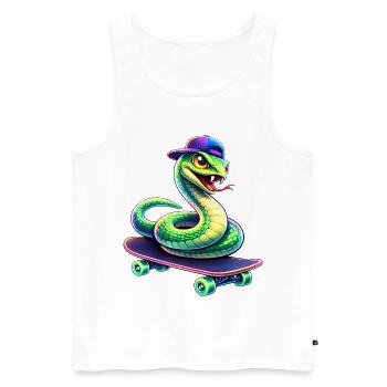 Neon Skate Snake Skateboard Animal - Männer Premium Bio Tank Top - Weiß - Vorne - AI Model Male 178 light (178cm)