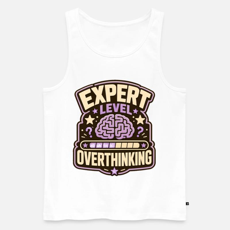 Expert Level Overthinking - Men's Premium Organic Tank Top - white