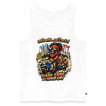 Tuk Tuk Thailand – Same Same But Speed Up - Männer Premium Bio Tank Top - Weiß - Vorne - AI Model Male 178 light (178cm)