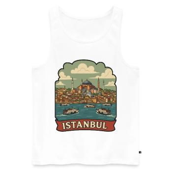 Autocollant de voyage vintage Istanbul Hagia Sophia - Débardeur bio Premium Homme - blanc - Devant - AI Model Male 178 light (178cm)