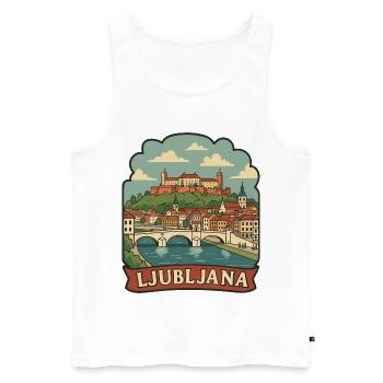 Ljubljana Slovenia Castle Vintage Travel Badge - Men's Premium Organic Tank Top - white - Front - Michal (187cm)