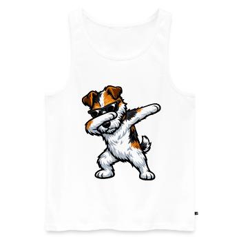Dabbing Fox Terrier im Comic Stil - Männer Premium Bio Tank Top - Weiß - Vorne - Michal (187cm)