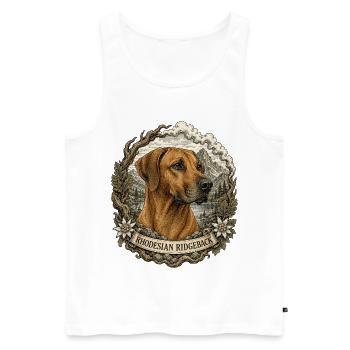 Rhodesian Ridgeback im Vintage Stil - Männer Premium Bio Tank Top - Weiß - Vorne - Michal (187cm)