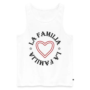 La Familia - Men's Premium Organic Tank Top - white - Front - AI Model Male 178 light (178cm)