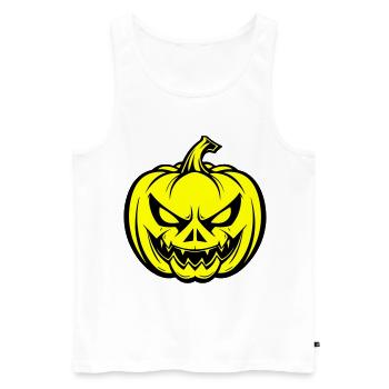 Halloween Pumpkin Face Creepy - Men's Premium Organic Tank Top - white - Front - AI Model Male 178 light (178cm)