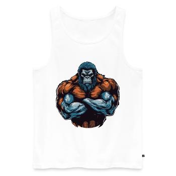 Gorille Muscles De Musculation - Débardeur bio Premium Homme - blanc - Devant - AI Model Male 178 light (178cm)