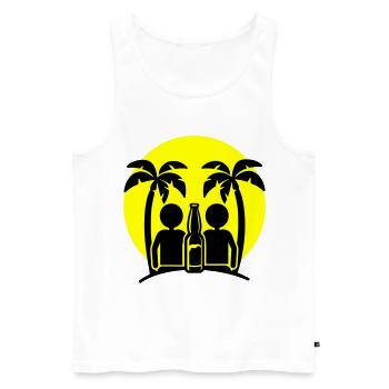Boire à la fête sur la plage de l’île - Débardeur bio Premium Homme - blanc - Devant - AI Model Male 178 light (178cm)