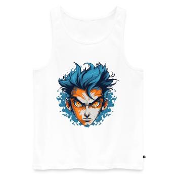 Sapphire Fury: Entfessle deine innere Kraft - Männer Premium Bio Tank Top - Weiß - Vorne - AI Model Male 178 light (178cm)