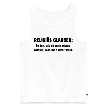 Religious Belief - Men's Premium Organic Tank Top - white - Front - AI Model Male 178 light (178cm)