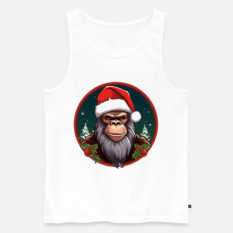 Affe Weihnachten - Männer Premium Bio Tank Top - Weiß