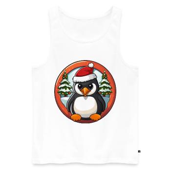 Noël des pingouins - Débardeur bio Premium Homme - blanc - Devant - AI Model Male 178 light (178cm)
