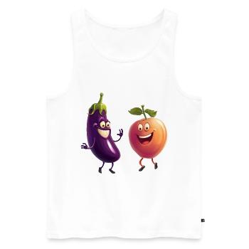 L’aubergine et la pêche heureuses ensemble - Débardeur bio Premium Homme - blanc - Devant - Michal (187cm)