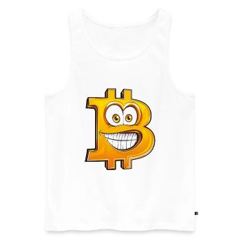 Drôle Bitcoin BTC symbole bande dessinée style de dessin animé - Débardeur bio Premium Homme - blanc - Devant - Michal (187cm)