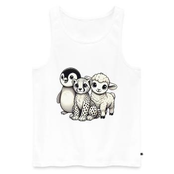 Trio de dessins animés adorables bébés animaux - Débardeur bio Premium Homme - blanc - Devant - AI Model Male 178 light (178cm)