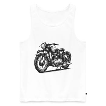 Vintage Motorcycle Line Art Design - Men's Premium Organic Tank Top - white - Front - Michal (187cm)