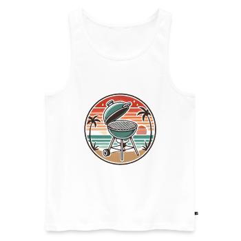 Grill Chill Sommer BBQ Retro Design - Männer Premium Bio Tank Top - Weiß - Vorne - AI Model Male 178 light (178cm)