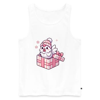Fröhlicher Hahn in Wintermütze Geschenkbox - Männer Premium Bio Tank Top - Weiß - Vorne - AI Model Male 178 light (178cm)