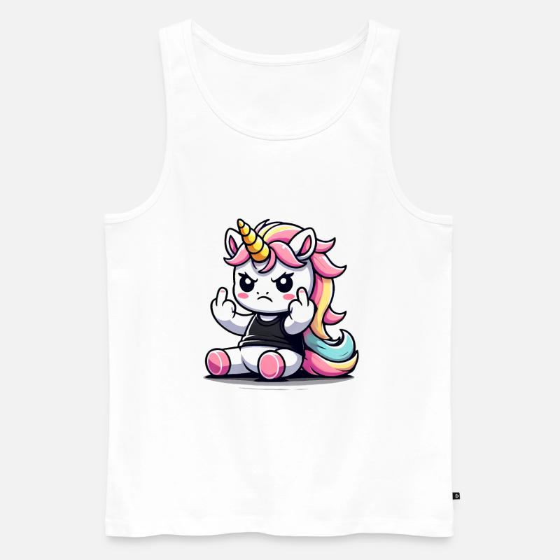 Rebellisches Einhorn flippt ab - Männer Premium Bio Tank Top - Weiß