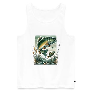 Graphique d’aventure de pêche vintage - Débardeur bio Premium Homme - blanc - Devant - Michal (187cm)