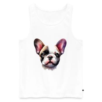 Bunte französische Bulldogge Aquarellkunst - Männer Premium Bio Tank Top - Weiß - Vorne - Michal (187cm)