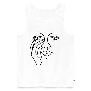 Visage minimaliste avec la main - Débardeur bio Premium Homme - blanc - Devant - Michal (187cm)
