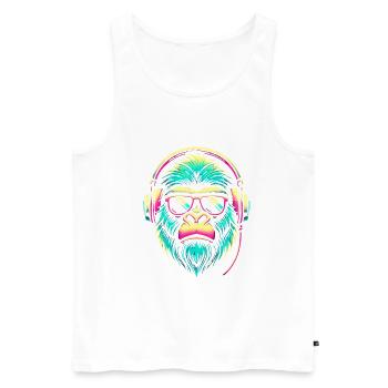 Neon Gorilla with Headphones - Men's Premium Organic Tank Top - white - Front - AI Model Male 178 light (178cm)