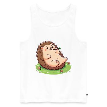 Chill Hedgehog Living Life Slow - Männer Premium Bio Tank Top - Weiß - Vorne - AI Model Male 178 light (178cm)