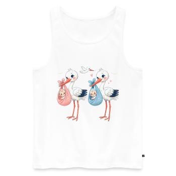 Rosa oder Blauer Storch Baby Überraschung - Männer Premium Bio Tank Top - Weiß - Vorne - AI Model Male 178 light (178cm)