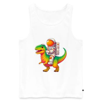 Astronaut Reitt Bunt TRex - Männer Premium Bio Tank Top - Weiß - Vorne - AI Model Male 178 light (178cm)